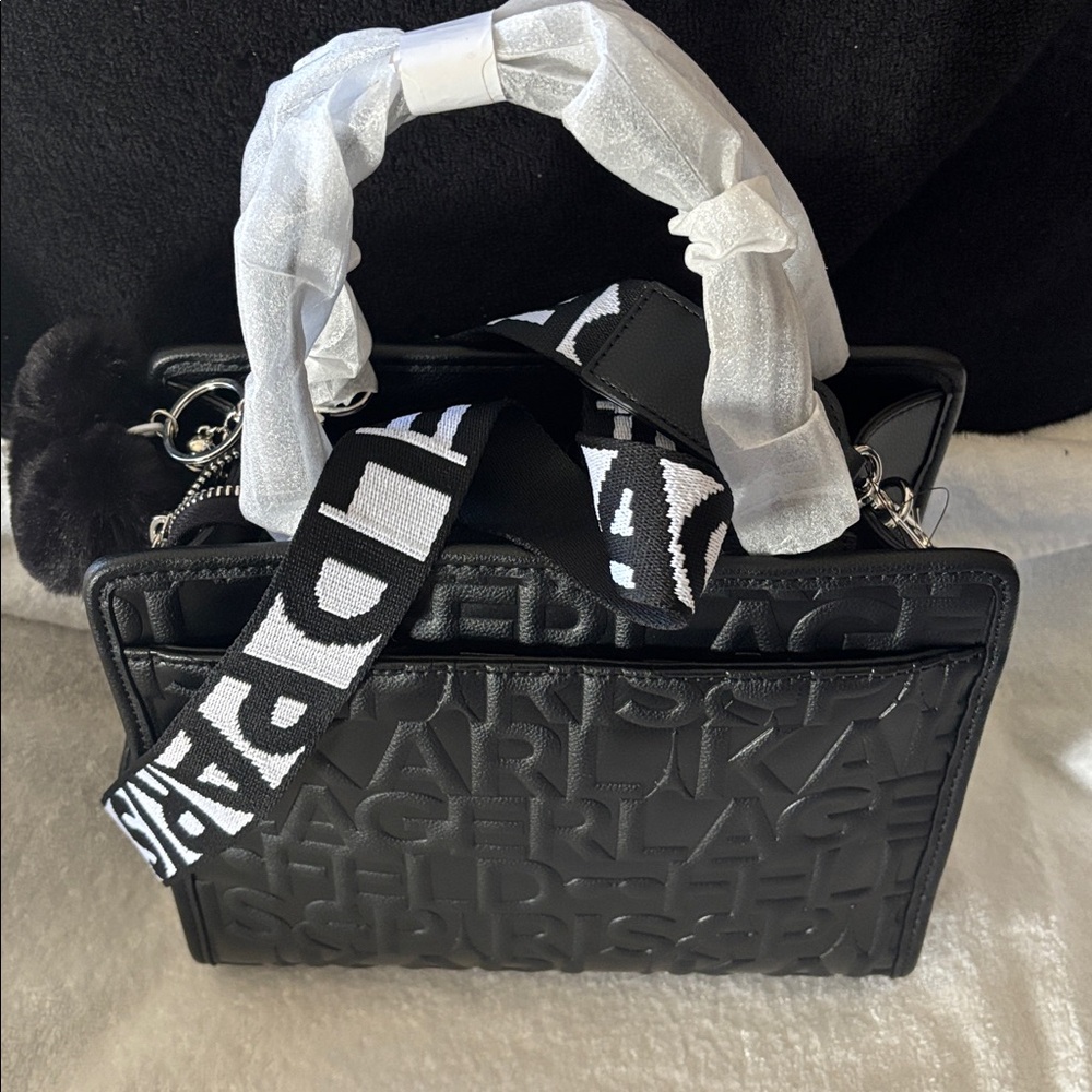 Karl Lagerfeld Black Embossed Shoulder Bag - Picture 4 of 4